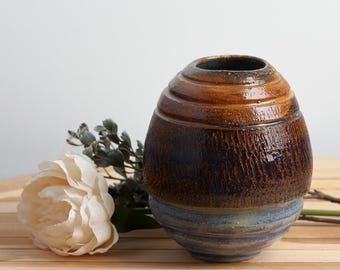 Artisan Handcrafted Ceramic Vase with Crackle Textures