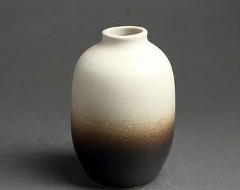 Handmade Porcelain Vase in Matte White and Charcoal (Medium Size)