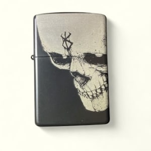 Berserk Skull Engraved Metal Flip Lighter