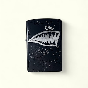 Shark Mouth WWII Engraved Metal Flip Lighter