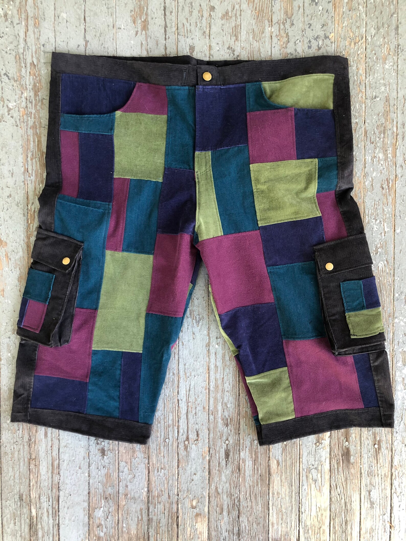 XXL Corduroy Patchwork Shorts With Matching Wallet Etsy