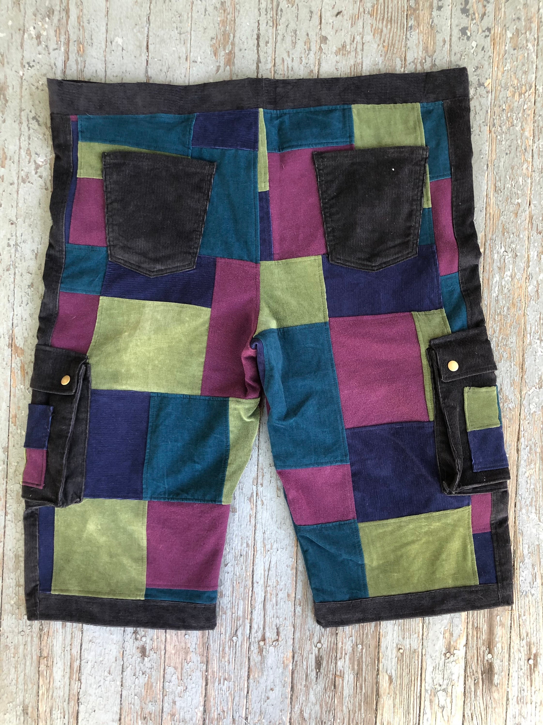 XXL Corduroy Patchwork Shorts With Matching Wallet Etsy