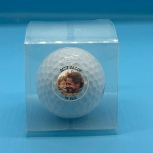 1 x Personalisierter Golfball in durchsichtiger Geschenkbox – Foto Geburtstag Vatertag