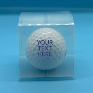 1 x personalisierter Golfball in transparenter Geschenkbox Foto zum Geburtstag, Vatertag Your Text Here