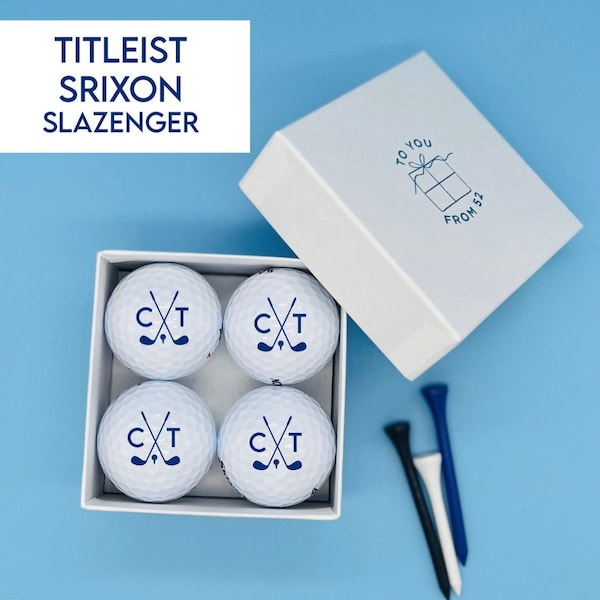 4 x Personalised Golf balls in gift box - Initials