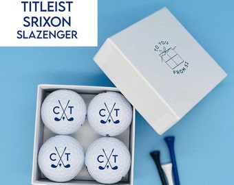 4 x Personalised Golf balls in gift box - Initials