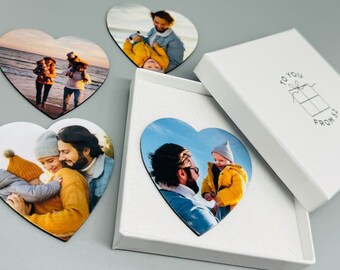 FOUR Personalised photo fridge magnets - Father's Day - Birthday Present