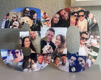 Personalised Photo Number Collage | Freestanding Number Gift | Birthday, Anniversary or Memory Keepsake | Custom Photo Gift Box Option