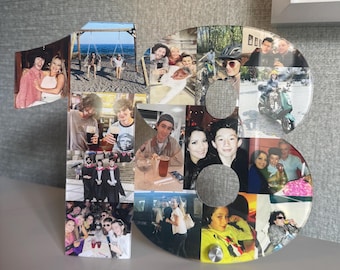 Personalised Photo Number Collage | Freestanding Number Gift | Birthday, Anniversary or Memory Keepsake | Custom Photo Gift Box Option