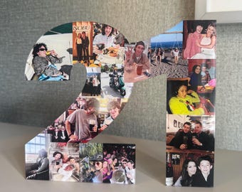 Personalised Photo Number Collage | 20cm Freestanding Number Gift | Birthday, Anniversary or Memory Keepsake | Custom Photo Gift Box Option