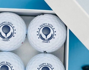 Personalised Golf balls in gift box - Birthday Crest - Box of 4 or 1