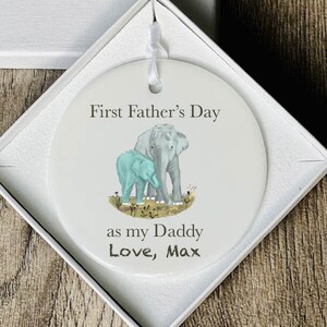 First Father's Day as Daddy Dad Grandad Papa - Ceramic Glazed Ornament Keepsake