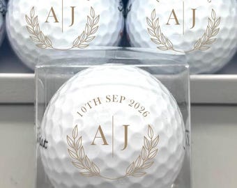 Personalised Wedding Favour Keepsake Golf Balls – Your Choice of Quantity - Beige Taupe Design