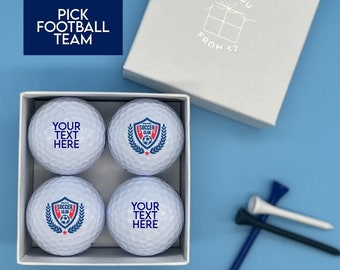 4 x Personalised Golf balls in gift box - Football Team