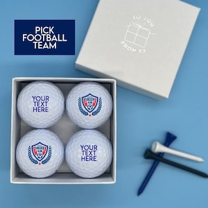 4 x Personalised Golf balls in gift box - Football Team