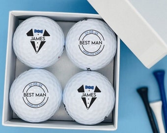 Best Man Personalised Golf balls in gift box - Box of 4 - Any Name