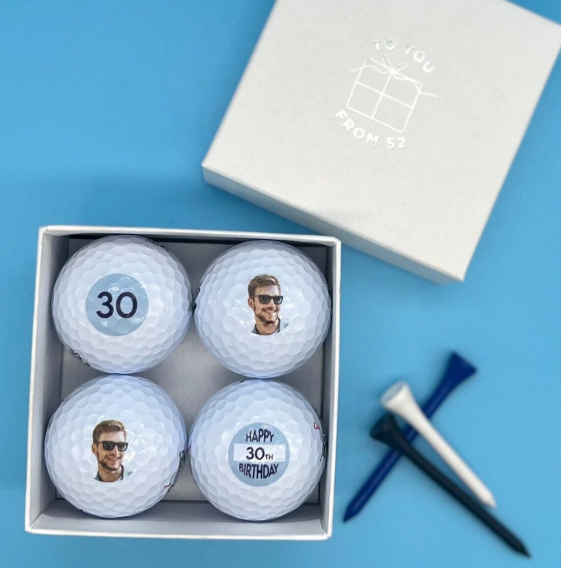4 X Personalised Golf Balls in Gift Box Photo Birthday Etsy UK