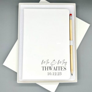 Wedding Notes Planner - Personalised Notebook Notepad Journal - White Faux Leather