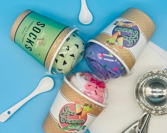 Ice Cream Cone Socks – Novelty Food Patterned Mid-Calf Socks