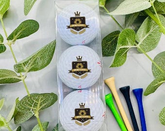 3 x Personalised Golf balls in gift box - Sports Crest