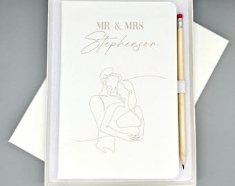 Wedding Notes Planner - Personalised Notebook Notepad Journal - White Faux Leather