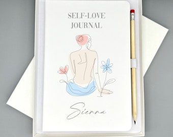 Self Love Journal Notes Planner - Gepersonaliseerde Notebook Kladblok Journal - Wit kunstleer