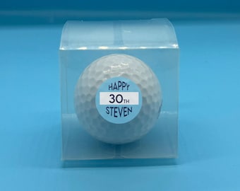 1 x Personalised Golf ball in clear gift box - Photo Birthday Father's Day