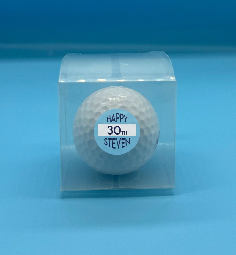 1 x personalisierter Golfball in transparenter Geschenkbox Foto zum Geburtstag, Vatertag Birthday Circle- Age