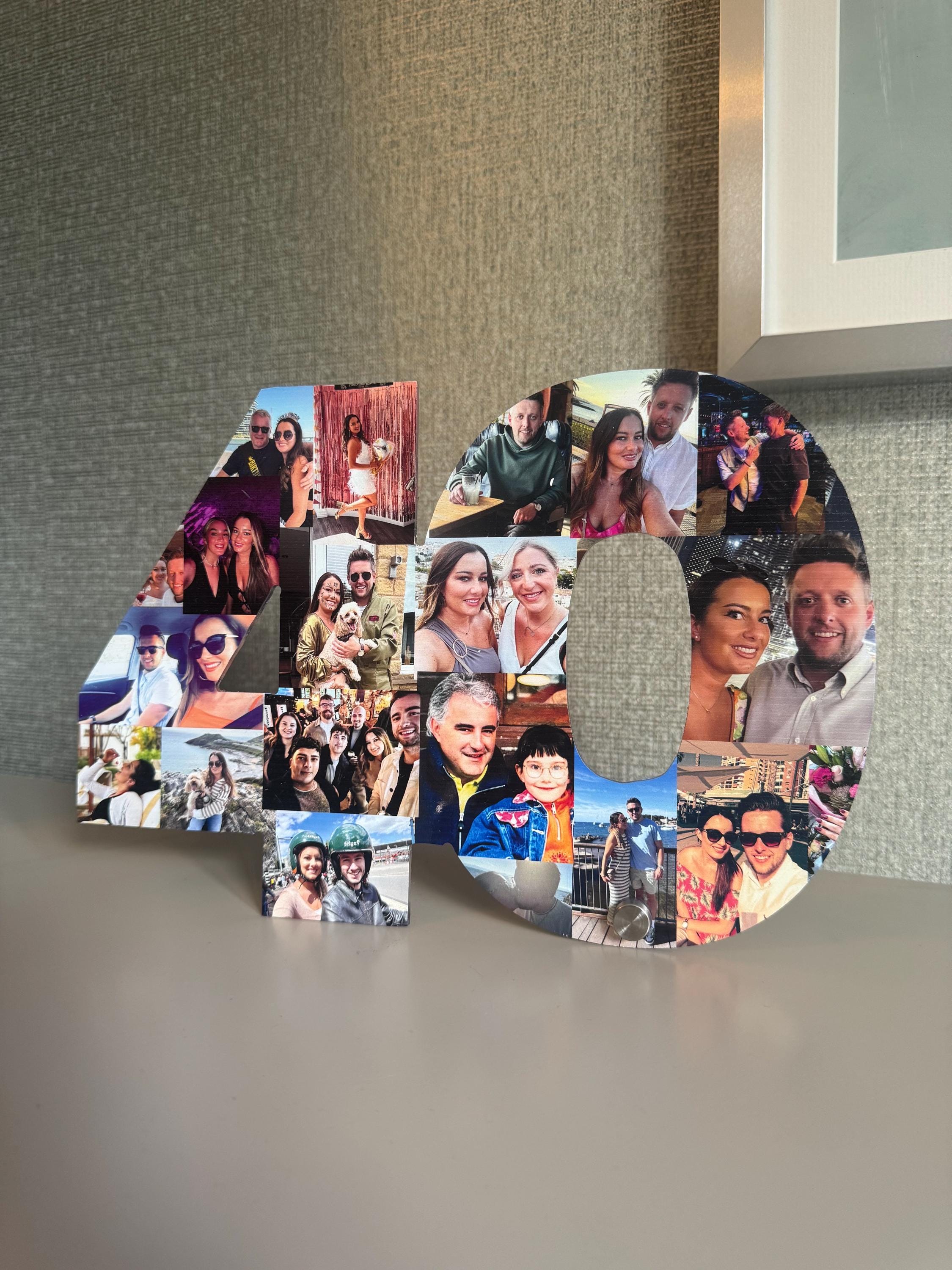 Personalised Photo Number Collage | 20cm Freestanding Number Gift ...
