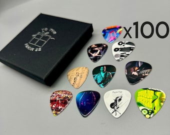 100 x Personalised photo plectrums picks - Optional Gift Box