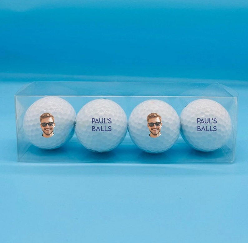 4 x Personalised Golf balls in gift box Photo Birthday image 4
