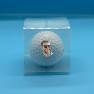 1 x Personalised Golf ball in clear gift box Photo Birthday Father's Day Photo