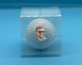 1 x Personalised Golf ball in clear gift box - Photo Birthday Father's Day
