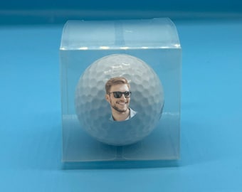 1 x gepersonaliseerde golfbal in doorzichtige geschenkverpakking - foto verjaardag Vaderdag