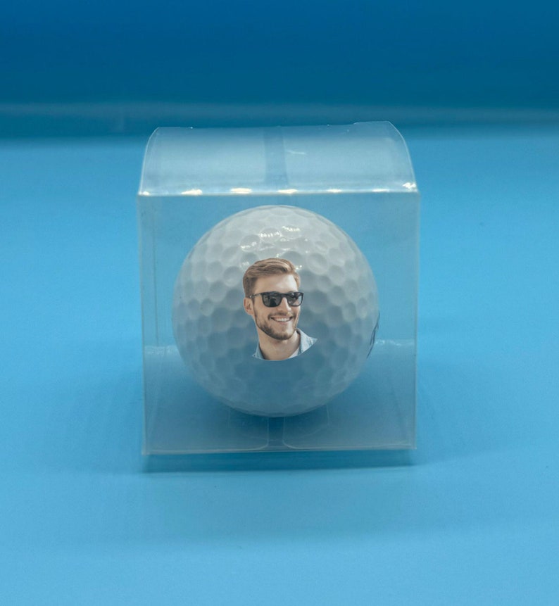 1 x personalisierter Golfball in transparenter Geschenkbox Foto zum Geburtstag, Vatertag Photo