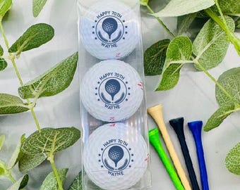 Personalised Golf balls in gift box - Birthday Crest - Box of 3
