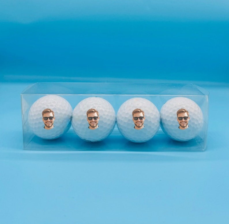 4 x Personalised Golf balls in gift box Photo Birthday image 4