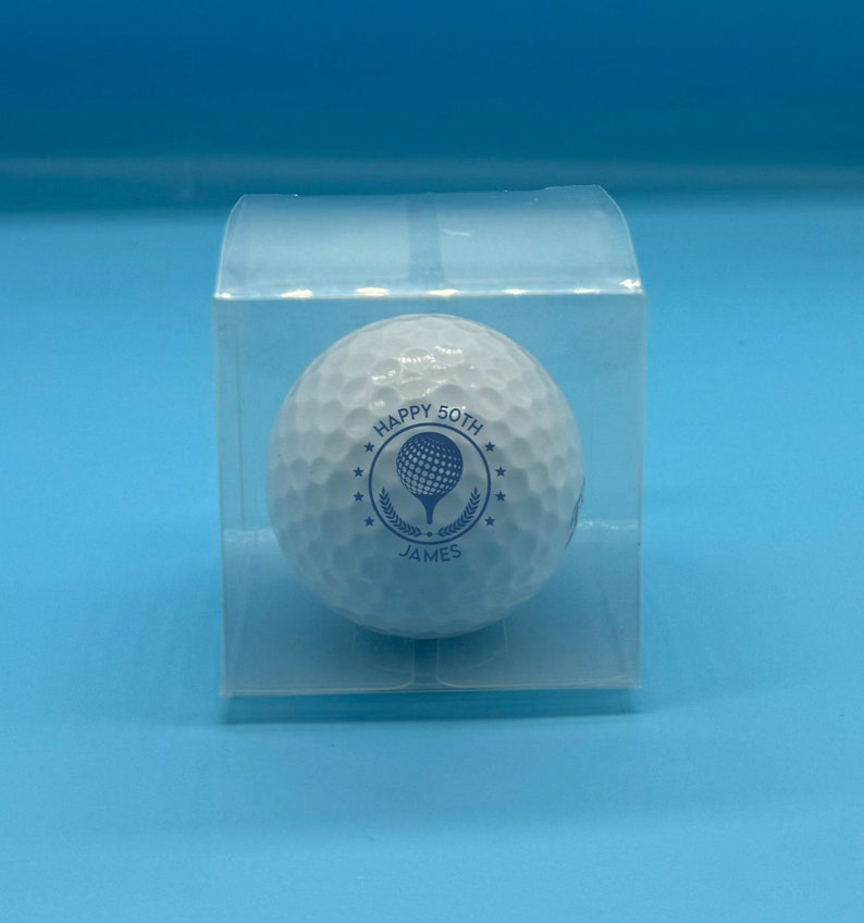 1 x personalisierter Golfball in transparenter Geschenkbox Foto zum Geburtstag, Vatertag Birthday Ball Emblem