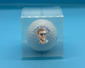 1 x Balle de golf personnalisée dans une boîte cadeau transparente - Photo d'anniversaire pour la fête des pères