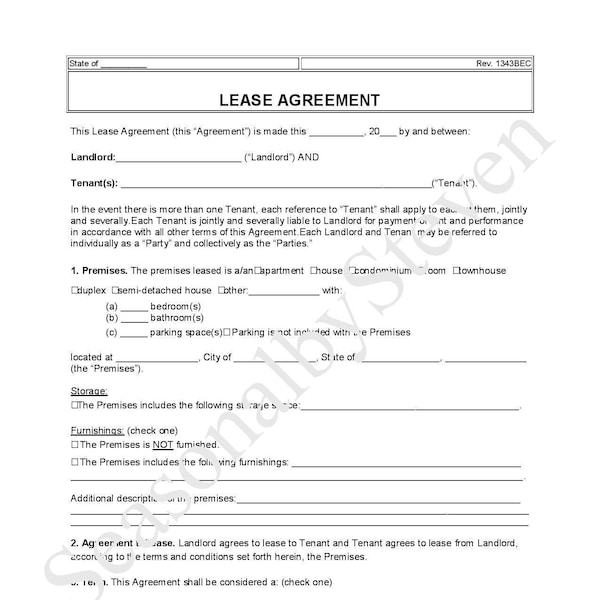 Short Term/temporary Rental Agreement Etsy Canada