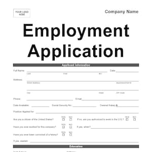 Hiring Application Template | Editable | Printable