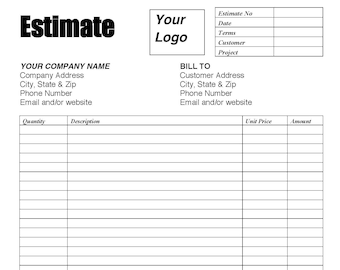 Plantilla ESTIMACIÓN-FACTURA / Forrado blanco / Descarga instantánea