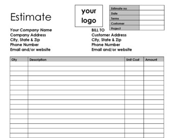ESTIMATE INVOICE Lined Template Printable Form Gray Style Edition
