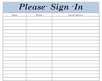 Sign In Sheet ,Template, Versatile Printable and Editable, Client Sign In Sheet, Open House Sign In, Printable PDF, Realtor Sign In