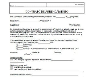Standard Residential Rental Lease Agreement Forms, Instant Download, Contract, Agreement (translate to spanish)
