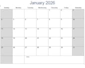 Fiscal School Year Calendar January 2026-December 2026 | Printable| Instant Download | Lined and Documented