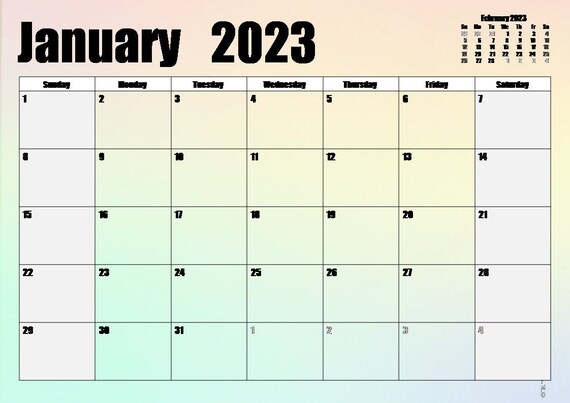 Full Year Calendar 12 Month Calendar January 2023 December - Etsy