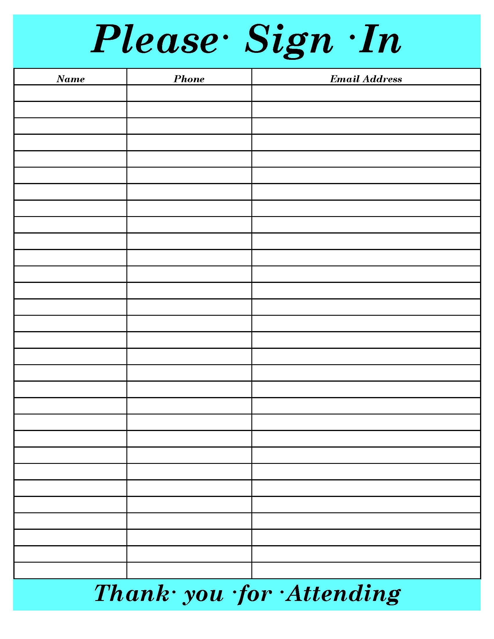 Sign in Sheet template Versatile Printable and Editable Client Sign Sign in Sheet template Versatile Printable and Editable Client Sign