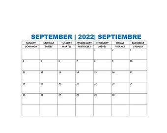 Engels-Spaanse begrotingskalender september 2022-augustus 2023 | Afdrukbaar| Direct downloadbaar