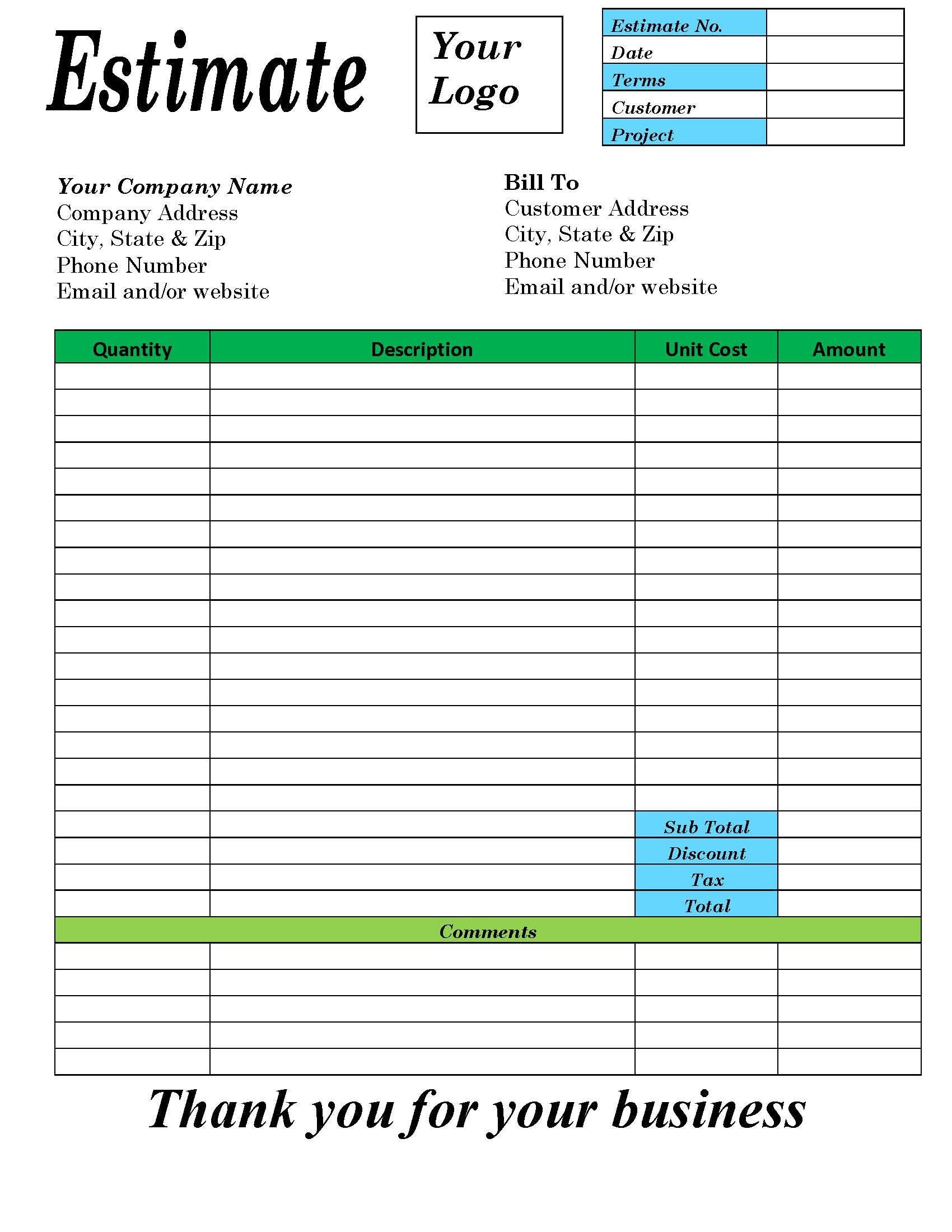 Estimateinvoice Template Colored Easter Template Word Editable Invoice